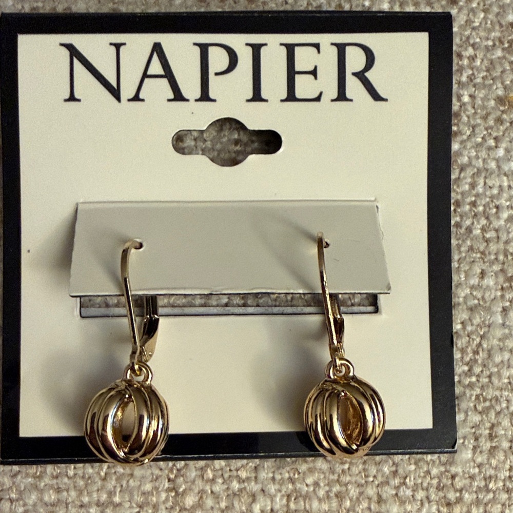 Napier Gold Cage Drop Earrings